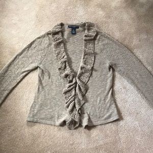 marina Luna light brown ruffled sweater